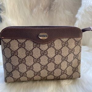 Gucci Supreme Beige and Brown Monogram Cosmetic Case